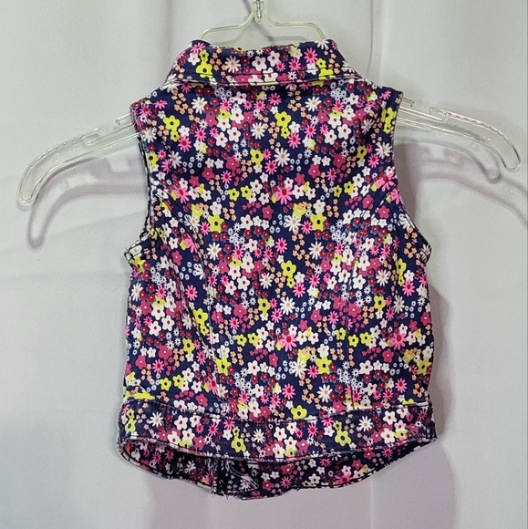 One Step Up Girls Blue Ditsy Collared Floral Denim Zip Up Vest Size 5/6- EUC - Picture 8 of 9